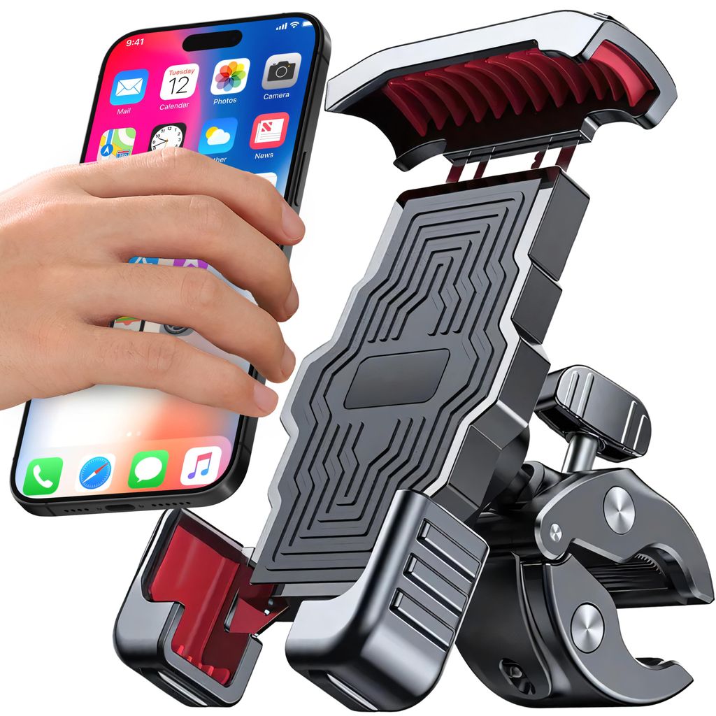 Handyhalterung Fahrrad & Motorrad Lenker 360° Universal Handyhalter für 4,7–7 Zoll Smartphones, Schnellverschluss, Für MTB, Rennrad & E-Scoote...