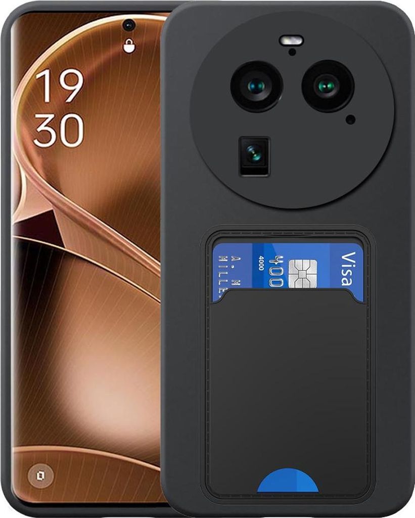 Geeignet für Oppo Find X6 Pro Phone Case mit TPU Kartenhalter - Flexible Back Cover Case Silikon TPU mit Cardslot - Schwarz - Smartphonics