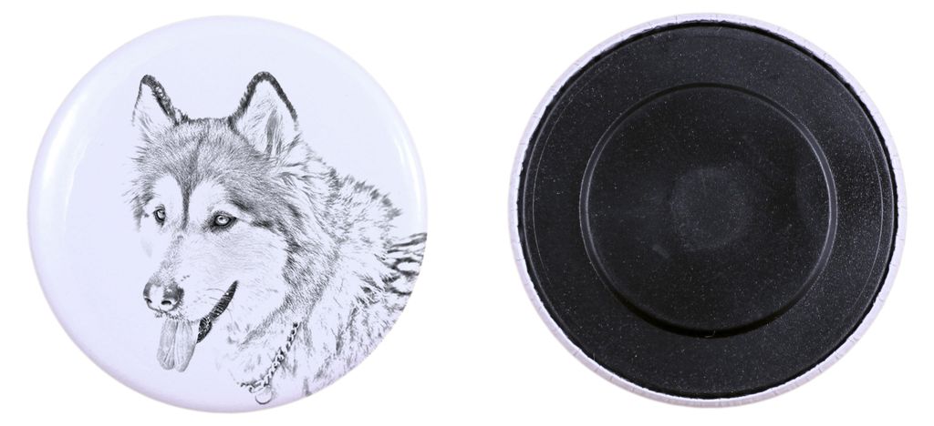 Alaskan Malamute, Alaskischer Malamute Magnet mit einem Hundepfotenabdruck, außergewöhnlich leicht, starker Magnet, handgefertigtes Produkt der M...