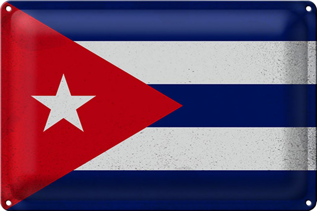 Blechschild Flagge Kuba 18x12cm Flag of Cuba Vintage Produktbild 