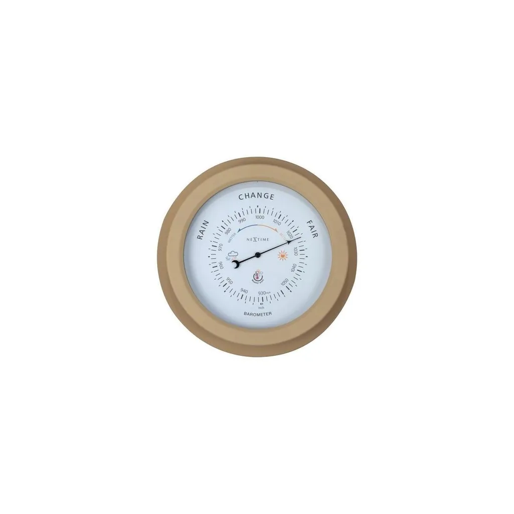 NeXtime 4303BR Orchid - Baromètre Mural 22cm en Bois Marron Classique