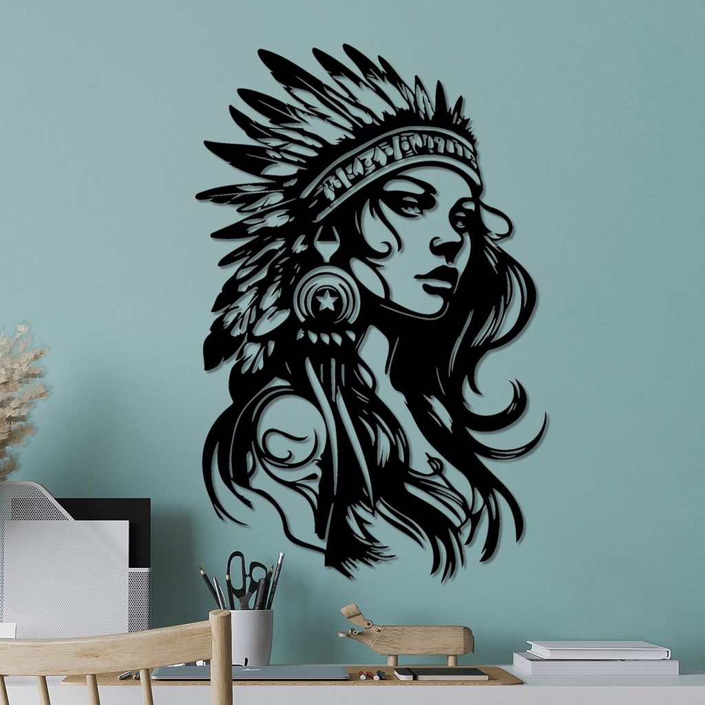 Wallity, Native, Dekoratives Wandaccessoire aus Metall, Schwarz, 100 % METALL, 35 x 56 cm