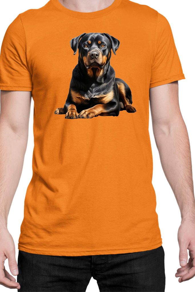 Herren T-Shirt Dogs Breeds Rottweiler Dog Breed 006, Man 2XL / Orange