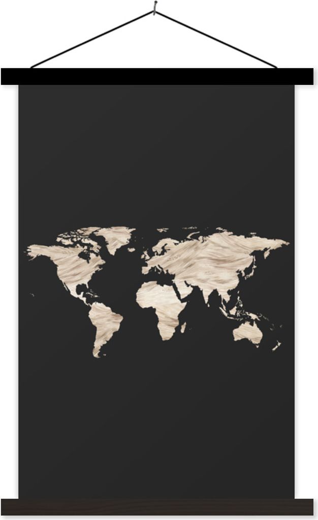 MuchoWow Textilposter Weltkarte - Aquarellfarbe - Muster 120x180 cm mit schwarzem Rahmen - Fotos