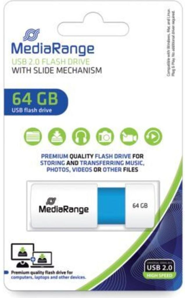 Mediarange USB Stick 64GB Speicherstick Color Edition blau Produktbild 