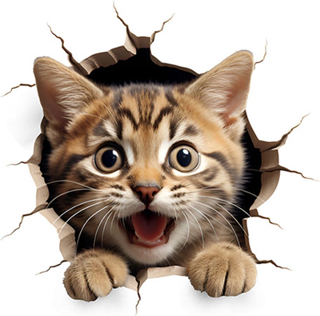 Durch die Wand ziehbarer Katzen-Toilettenaufkleber, wasserdicht, entfernbar, selbstklebend, PVC, Wandkunst für Wohnzimmer und Badezimmer, 3D-Effek...