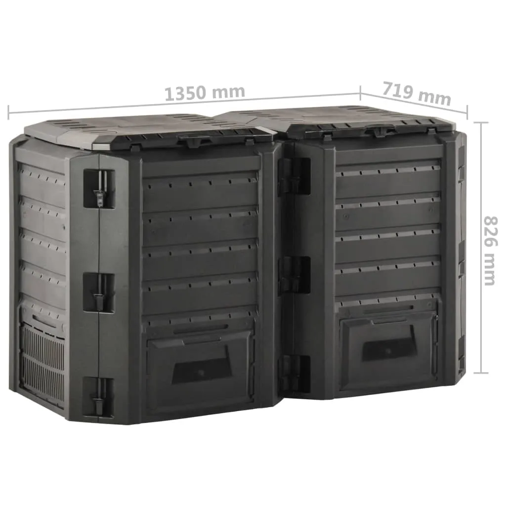 Grand Bac à Compost de Jardin 800L Noir pour Engrais Naturel Bio