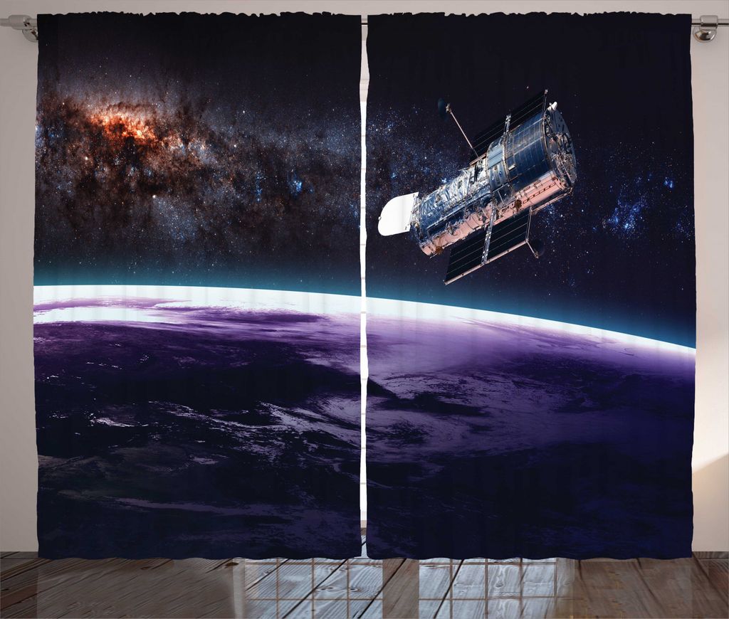 ABAKUHAUS Hubble Rustikaler Vorhang, Real Life Bild im Raum, Wohnzimmer Universalband Gardinen mit Schlaufen und Haken, 280 x 225 cm, Mehrfarbig