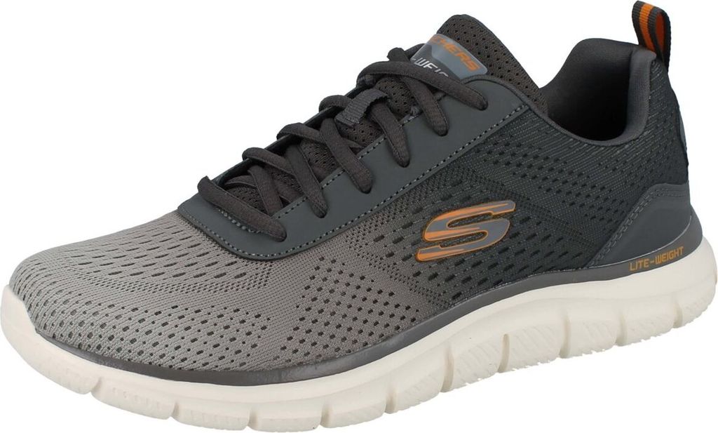 A single grey Skechers shoe is shown against a white background.