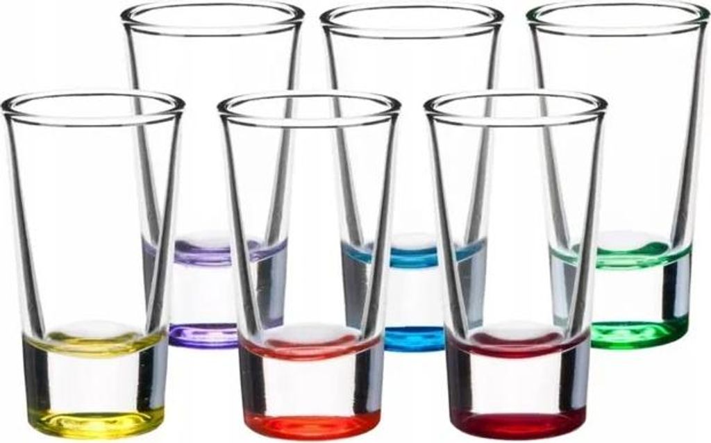 Schnapsgläser 28 ml mit farbigem Boden, 6er Set, Glas, spülmaschinenfest