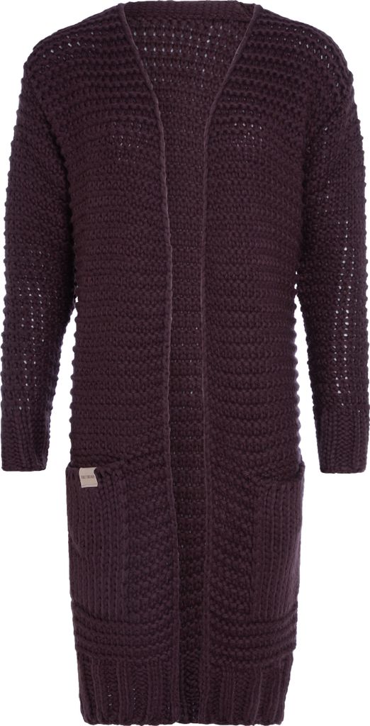 Knit Factory Alex lange Strickjacke - Aubergine - 36/38
