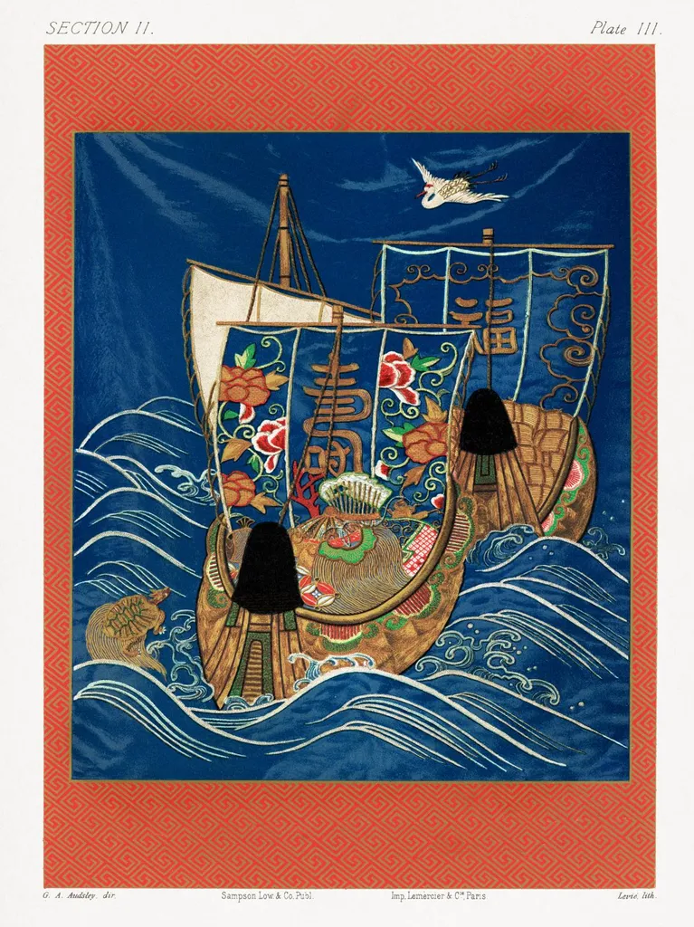 Grande Affiche Bateau Chinois G.A. Audsley 75x100 cm Impression Qualité