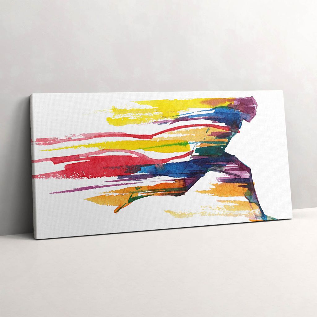 Bunte Illustration eines Läufers – Leinwandbild Wandbild – 100x50 cm – Leinwandbilder – Wandbilder – Schlafzimmer – Flur
