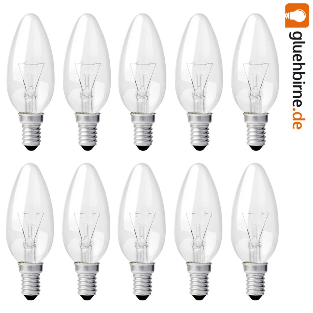 10 x Glühbirne Kerze 60W E14 klar Glühlampe 60 Watt Produktbild 