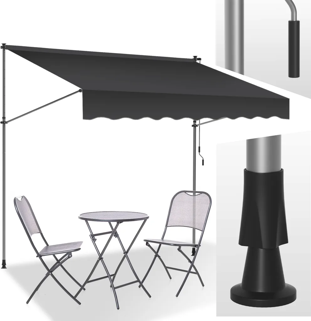 Tenda da Sole SWANEW 2M Grigio per Balcone - Montaggio Senza Forare