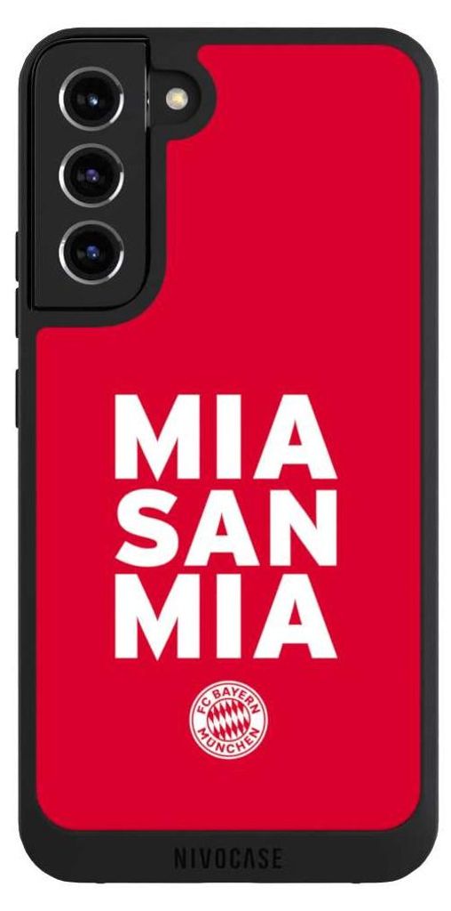 NIVOCASE Handyhülle für Samsung Galaxy S22+ Hülle NIVOpure Case Schwarz FC Bayern München FCB Mia San Mia