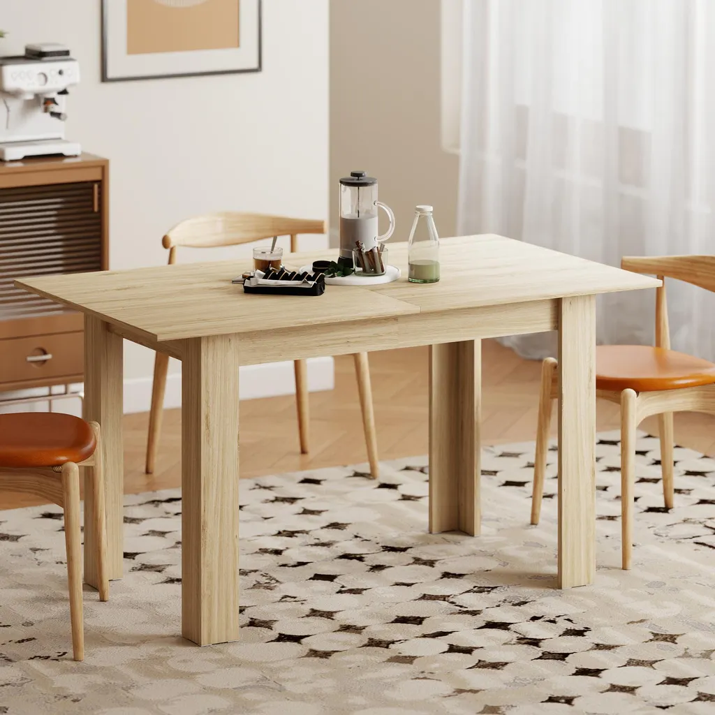 Table à manger modulable 6 à 8 places effet bois naturel design - 7