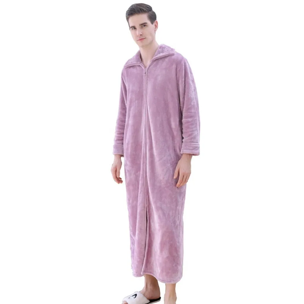Vestaglia in Flanella Viola 3XL con Cerniera per Inverno Intenso
