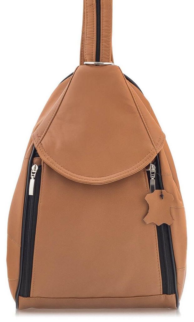 Braun eleganter Damen Lederrucksack aus Naturleder, Cityrucksack, Freizeitrucksack, Vintage Stil – Belveder Rene03