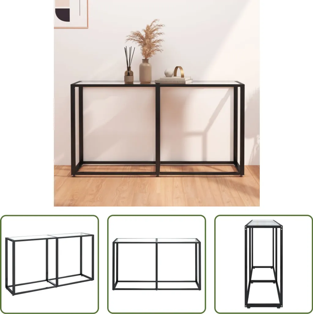 The Living Store Konsolent Trasparente 140x35x75,5 cm Cuore in vetro