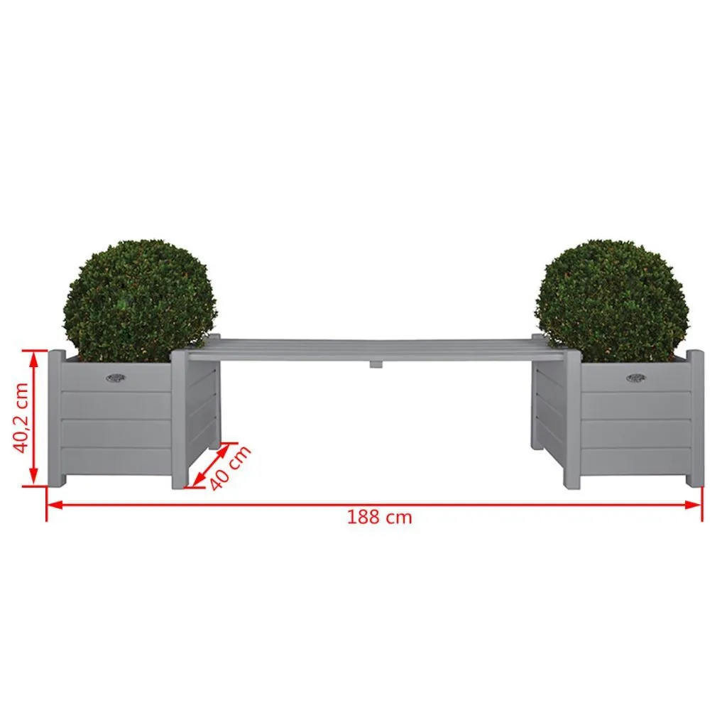 Banc de jardin avec jardinières intégrées bois gris Esschert Design 188cm