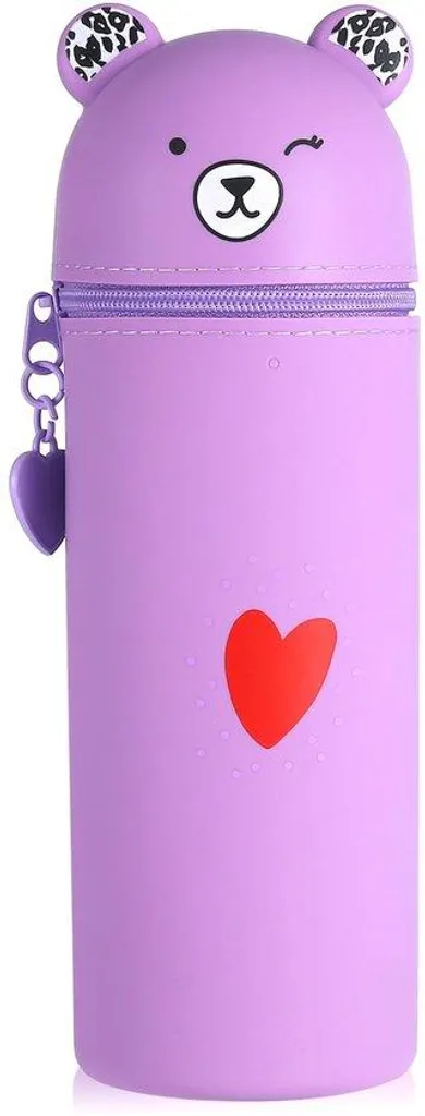 Étui scolaire antichoc violet en silicone pour protéger crayons enfant
