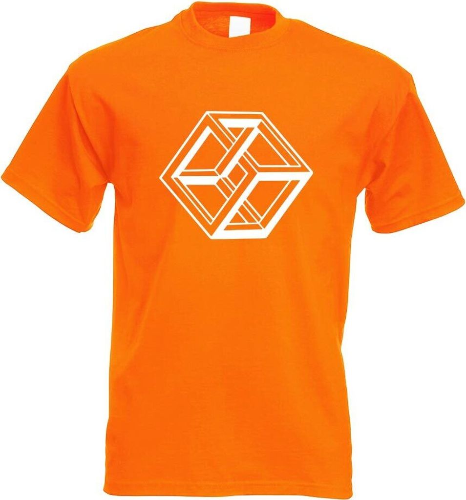 Kiwistar - T-Shirt - orange - Neckar Würfel - Optische Täuschung Motiv Bedruckt Funshirt Design Print - mit Motiv Bedruckt - Funshirt Design - Sp...