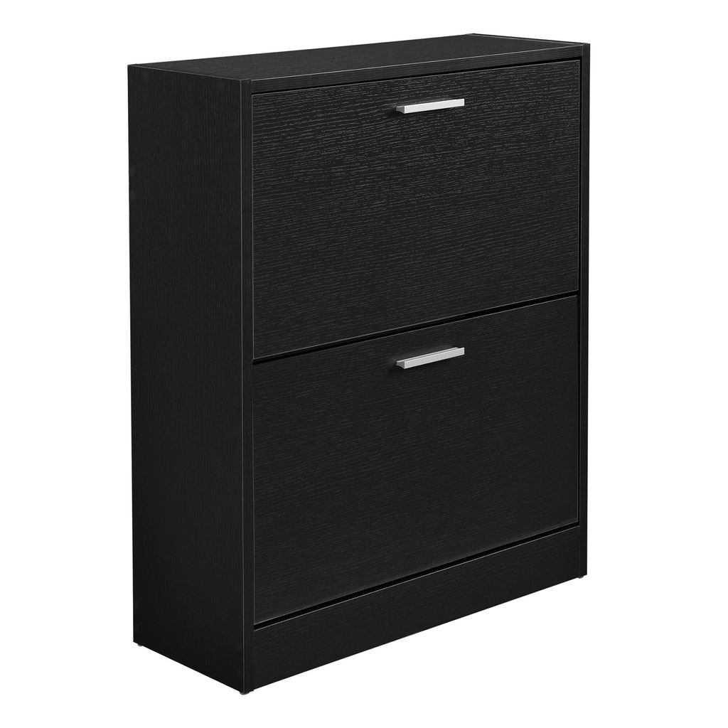 In And OutdoorMatch Schuhschrank Jason - Mit 2 Falttüren und 4 Fächern - 63 x 24 x 81 cm - Schwarz - Holz - Modernes Design