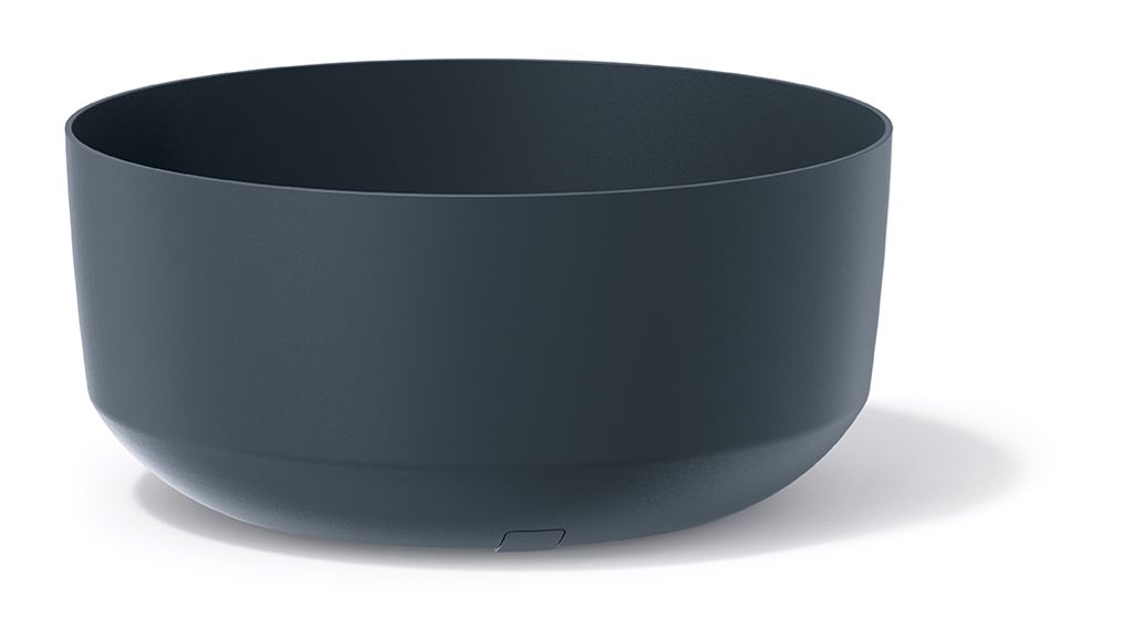 A dark gray planter is shown against a white background.