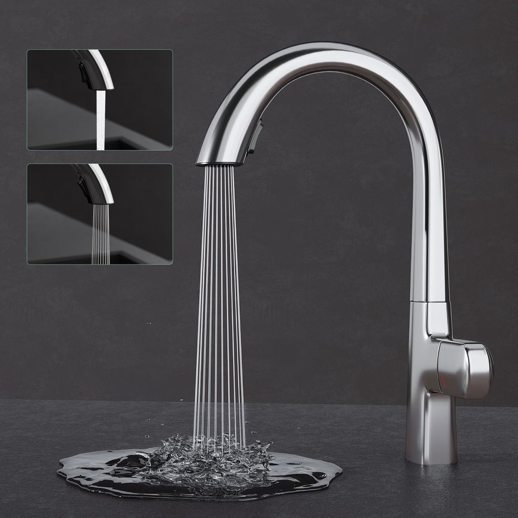 Mai & Mai Wasserhahn Küche Spültischarmatur Küchenamatur Mischbatterie mit Einhebelmischer 360° Schwenkbar Küchenwasserhahn aus Messing Silber...