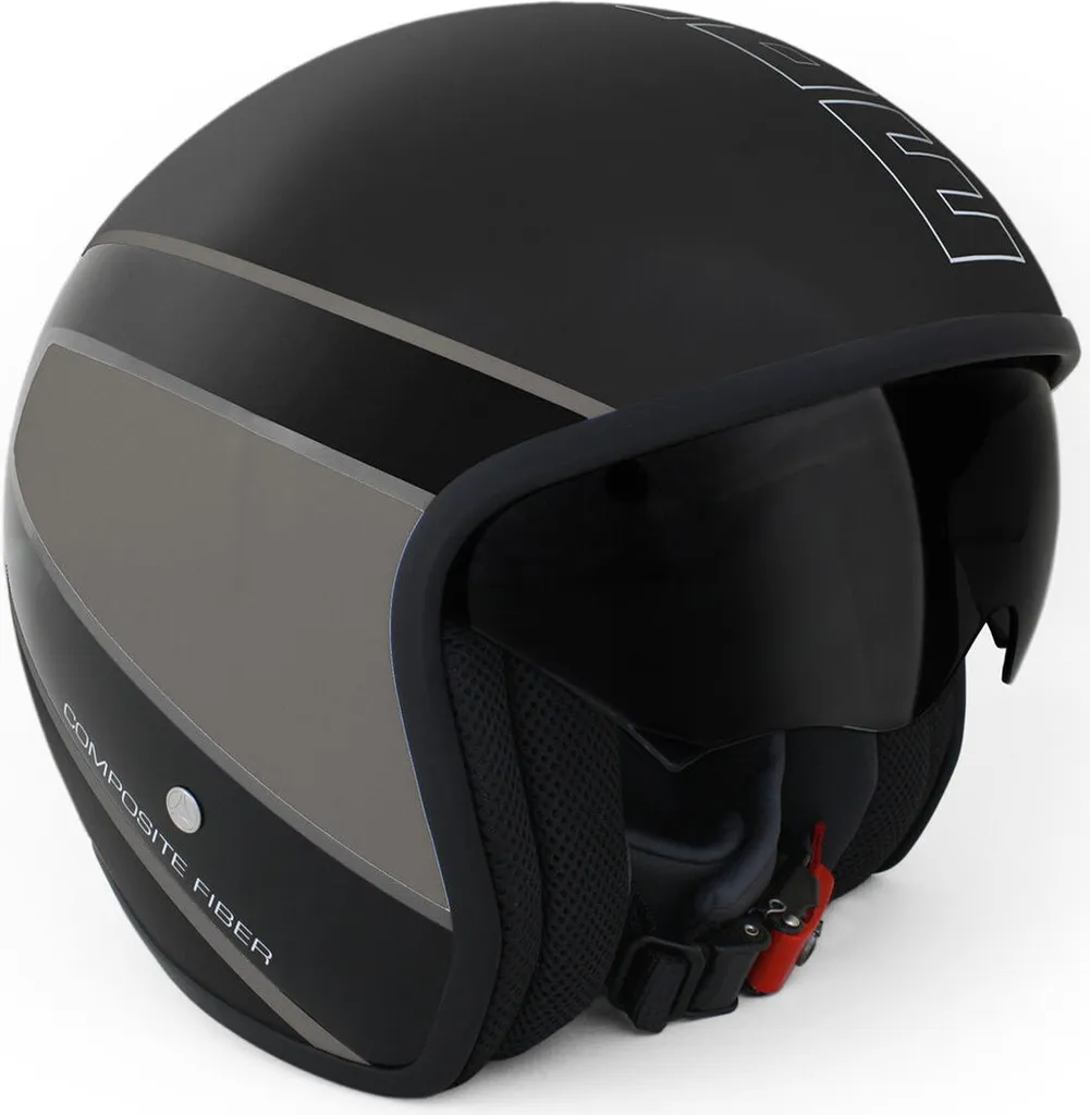 Casque jet urbain MOMO Raptor noir mat argent idéal pour trajet ville