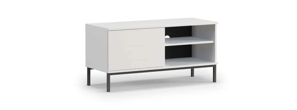 Petit meuble TV blanc NIXI pour optimiser l'espace dans studio et salon