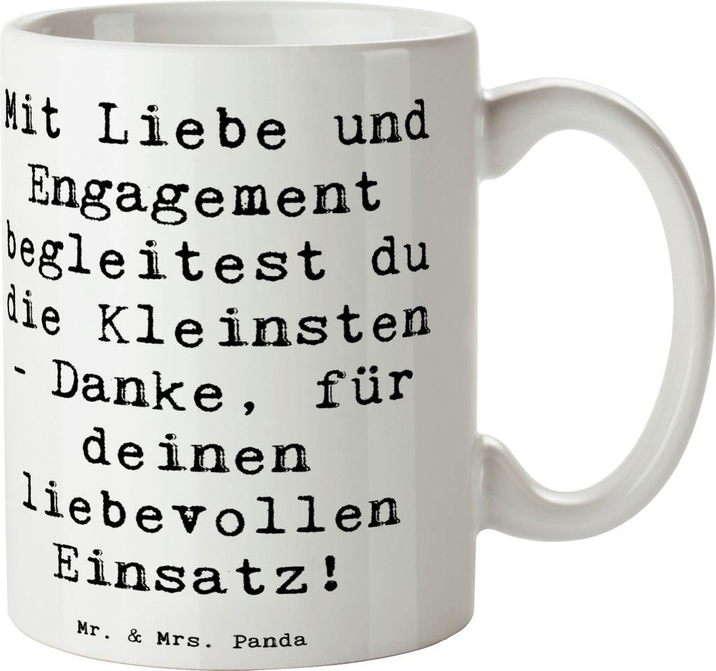 Mr. & Mrs. Panda Kaffeetasse Spruch Liebevolle Erzieher - Weiß - Geschenk, Dankeschön, Trinkbecher, Kaffeebecher, Danke, Erziehung, Bedanken, Ges...
