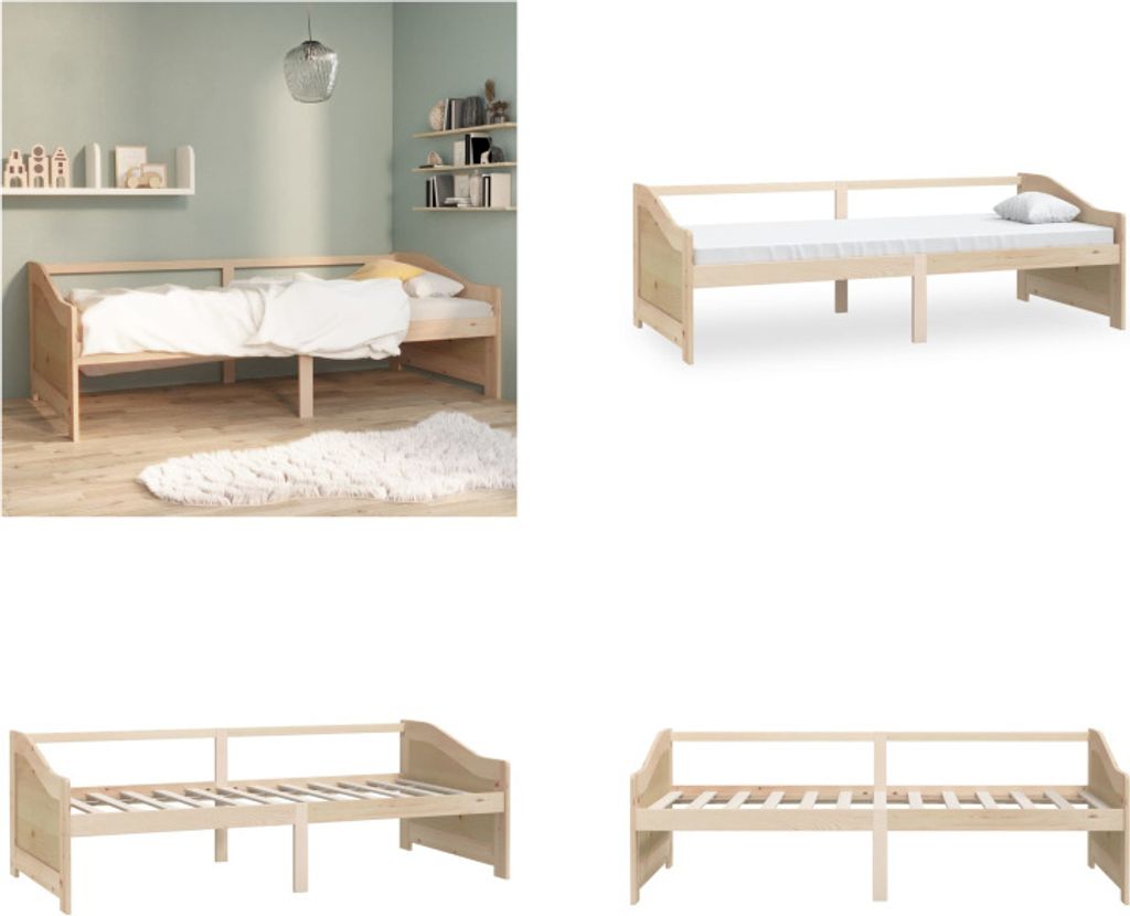 vidaXL Tagesbett 3 Sitzer Massivholz Kiefer 90x200 cm - Tagesbett - Tagesbetten - Holz-Tagesbett - Holz-Tagesbetten