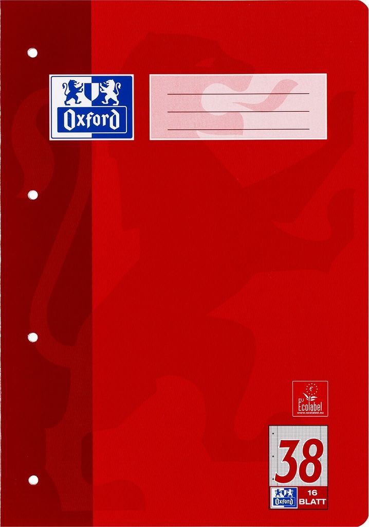 Oxford Schulheft DIN A4 Lineatur 38 / kariert 16 Blatt Produktbild 