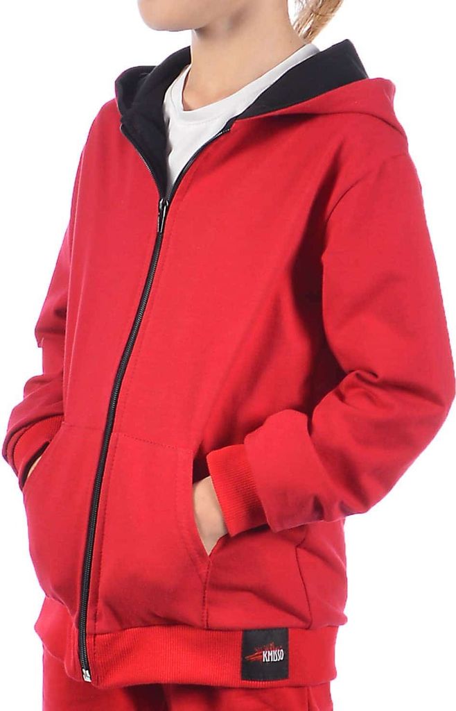 KMISSO Mädchen Kapuzen Sweatjacke Hoodie Rot 140