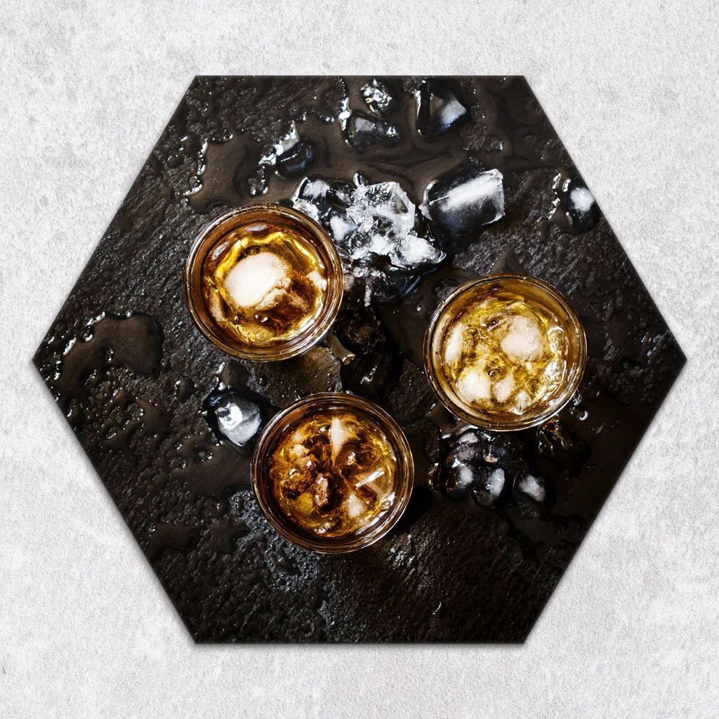 Glas-Herdabdeckplatten Glaskeramikkochfeld-Abdeckung Spritzschutz Glas hexagon 40 cm Whisky