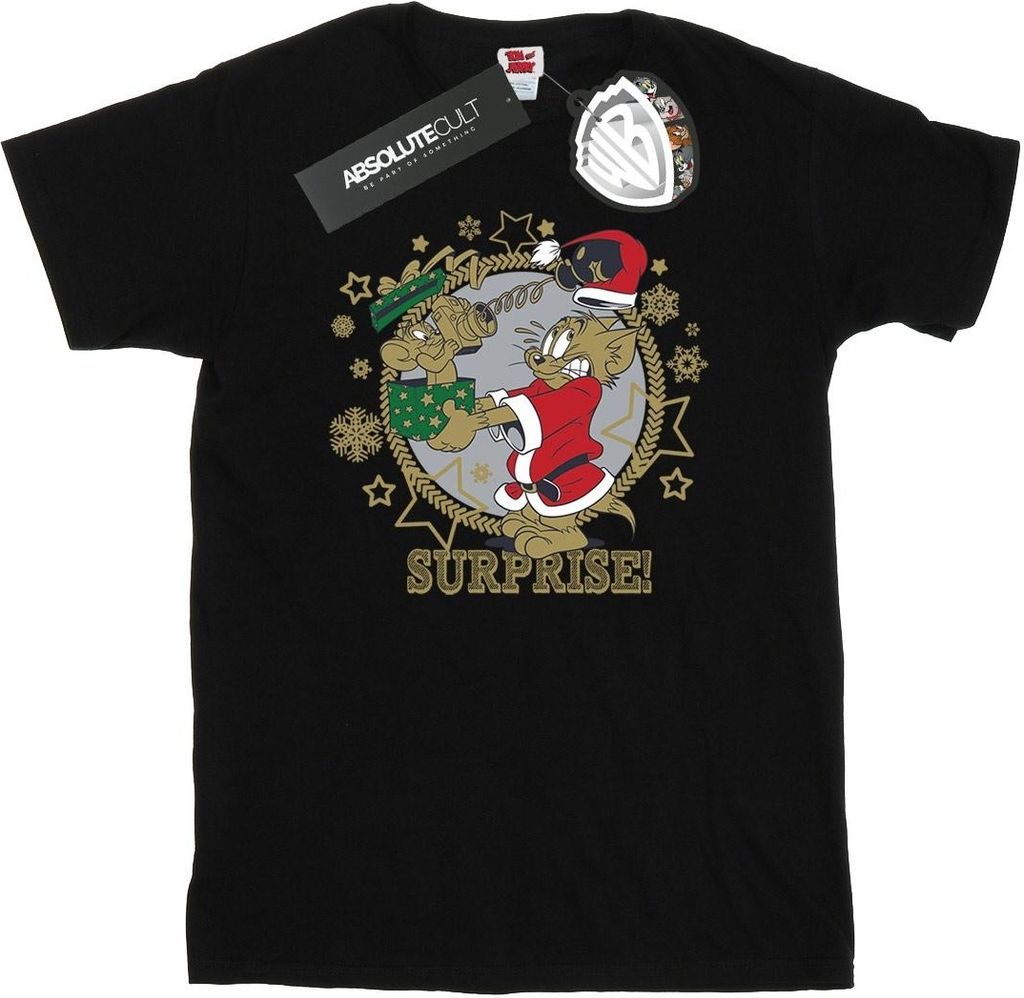 Tom And Jerry - "Christmas Surprise" T-Shirt für Herren BI52090 (3XL) (Schwarz)
