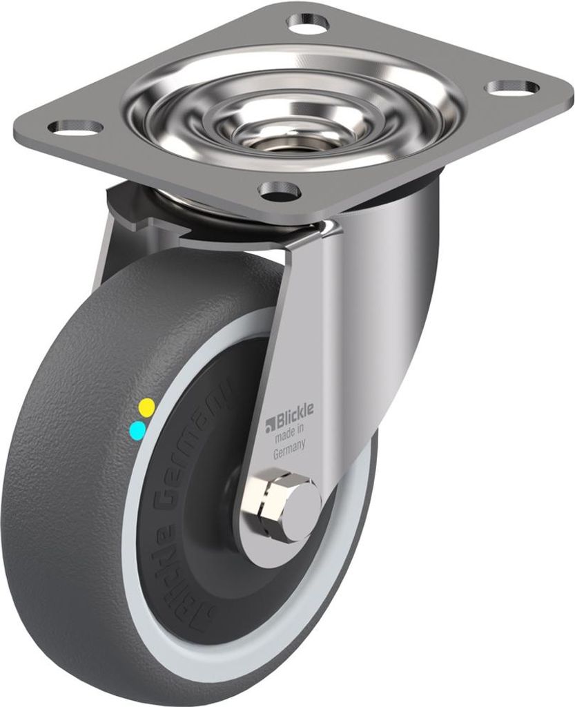 100-mm-Edelstahl-Lenkrolle mit grauem, elektrisch leitfähigem Thermoplas