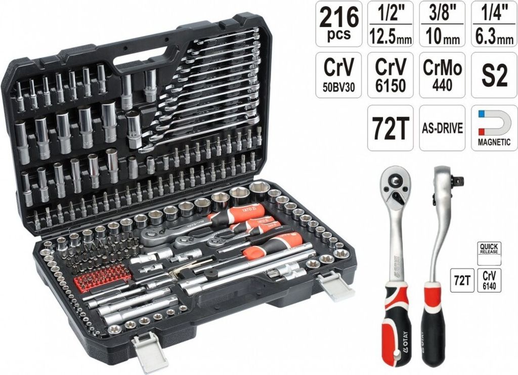 Súprava nožov 1/2" 3/8" 1/4", YT-38841 Obrázok produktu 10