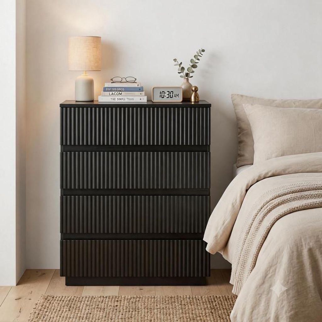 Commode ALIGHTUP avec 4 tiroirs, design à lamelles sans Image du produit 