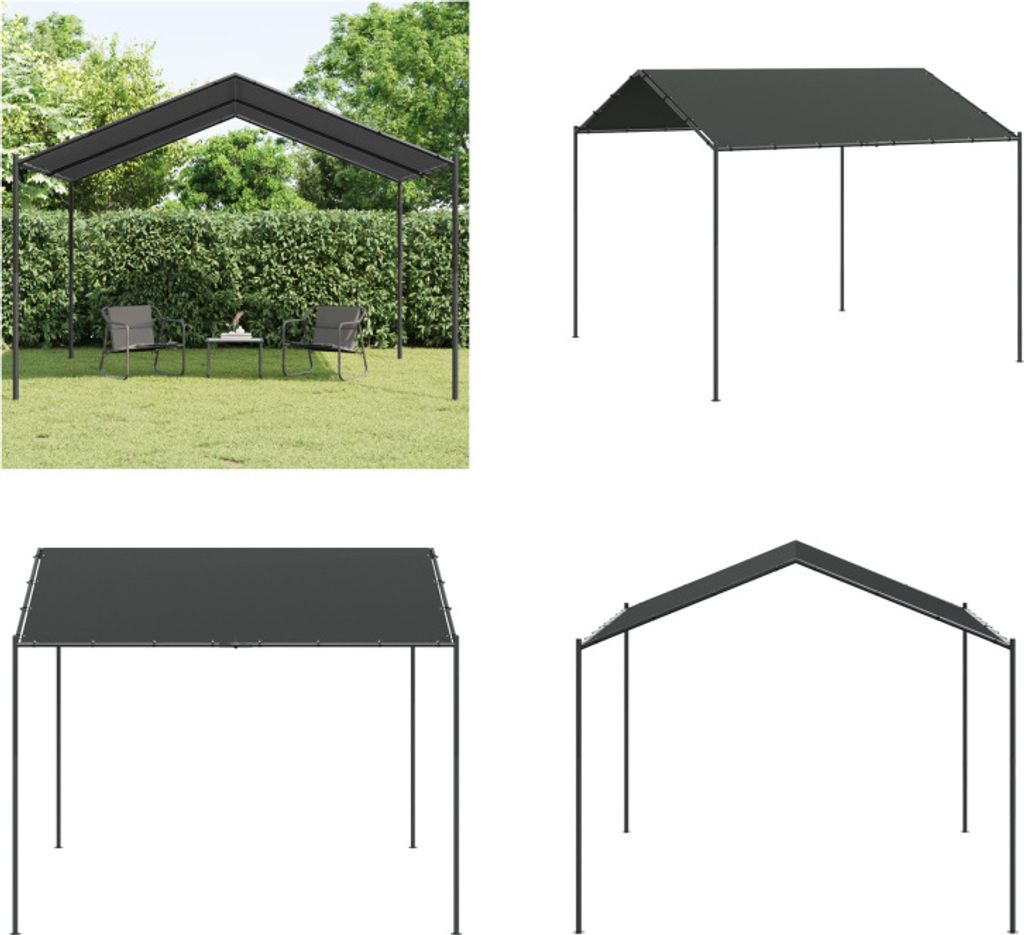 vidaXL Gartenpavillon Anthrazit 4x3 m Stahl und Stoff - Vordachzelt - Vordach - Pavillon - Gartenpavillon