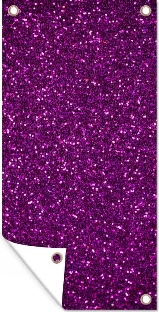 MuchoWow 40x80 cm Outdoor-Poster Gartendeko Sichtschutz Garten Poster für den Garten Lila und rosa Glitzertextur