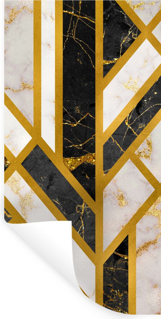 MuchoWow Wandtattoo Wandsticker Wandaufkleber Marmor - Gold - Glitzer - Luxus 20x40 cm Selbstklebend und Repositionierbar - Selbstklebend - Fotot...