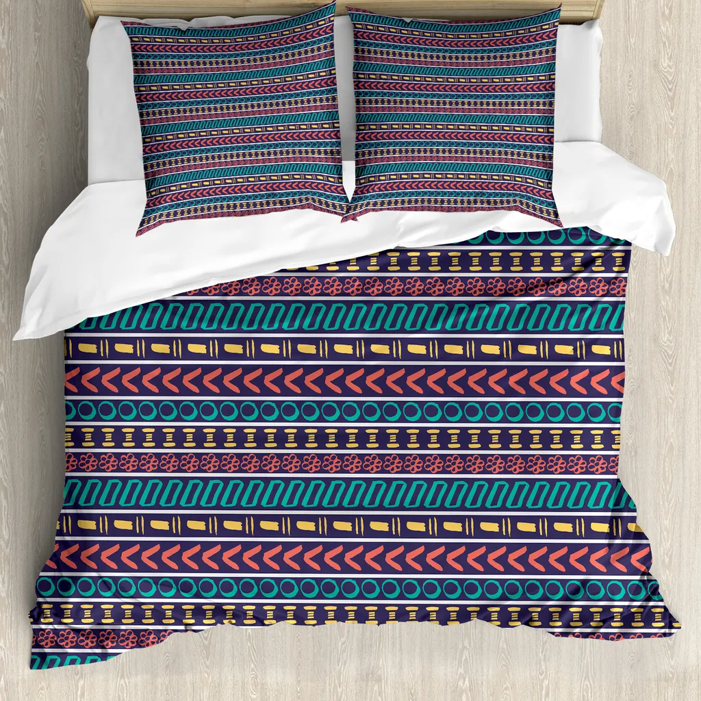 Parure Letto ABAKUHAUS 155x220: Copripiumino Antiacaro Design Righe