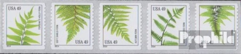 Briefmarken USA 2014 Mi 5041-5045 Fünferstreifen (kompl.Ausg.) postfrisch Farne