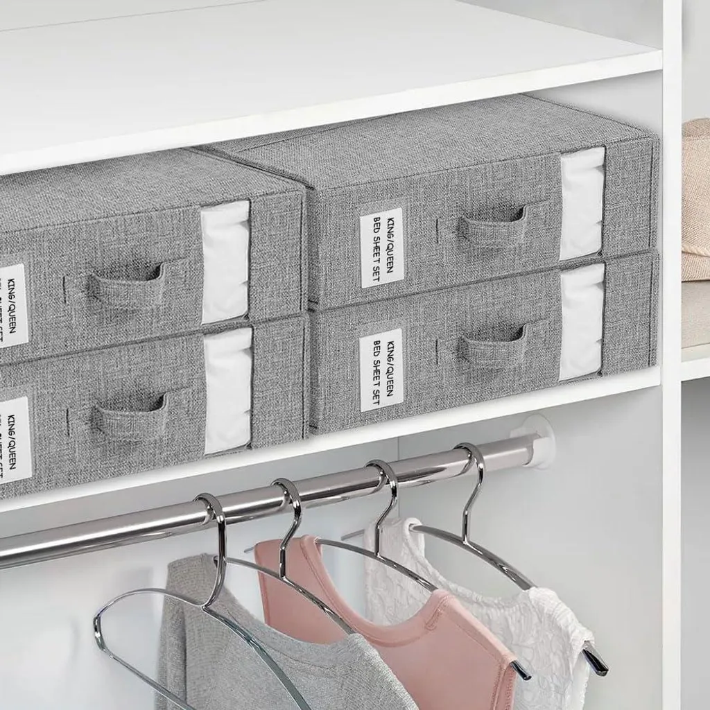 Boîte rangement draps avec fenêtre et fermeture éclair - Pack de 3 XXL