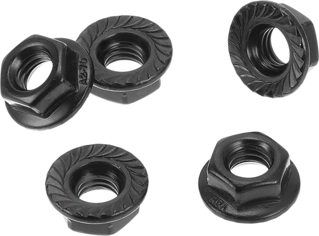 5 Stk. M6*1.0 Auto-Flanschmuttern 304 Edelstahl Gerändelte Sechskant-Flanschmuttern Rutschfeste Flanschmutter Schwarz für Auto Motorrad