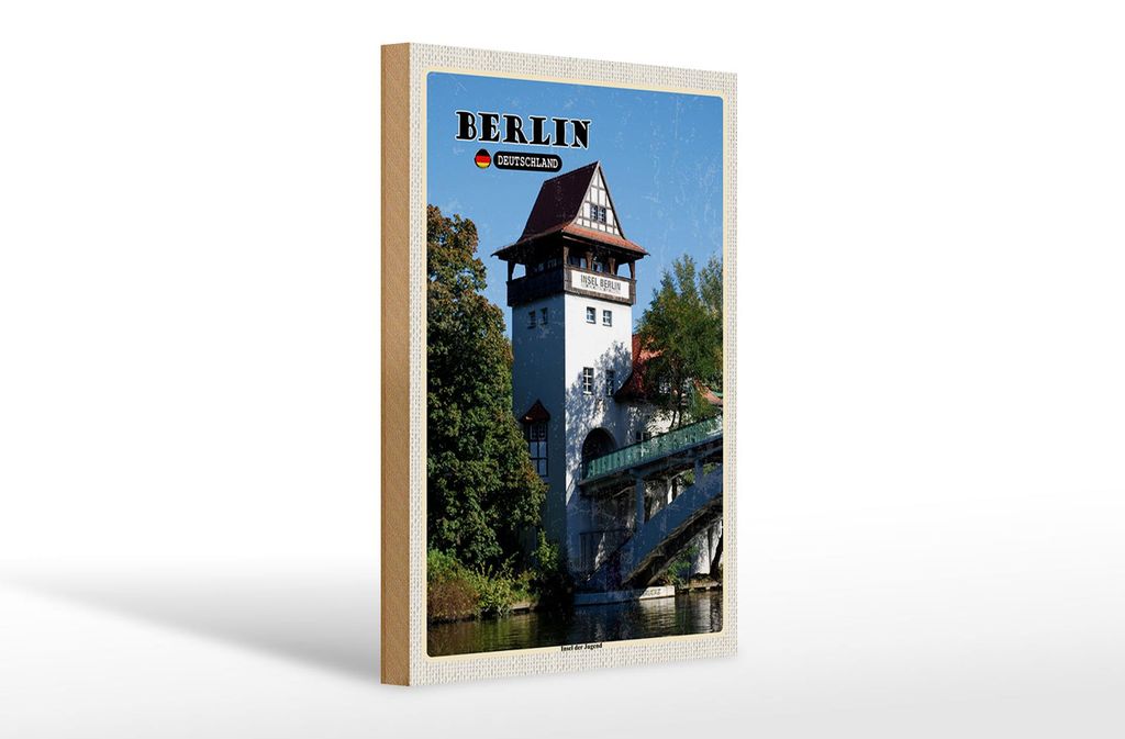 Holzschild Städte Berlin Insel der Jugend Reise 20x30cm