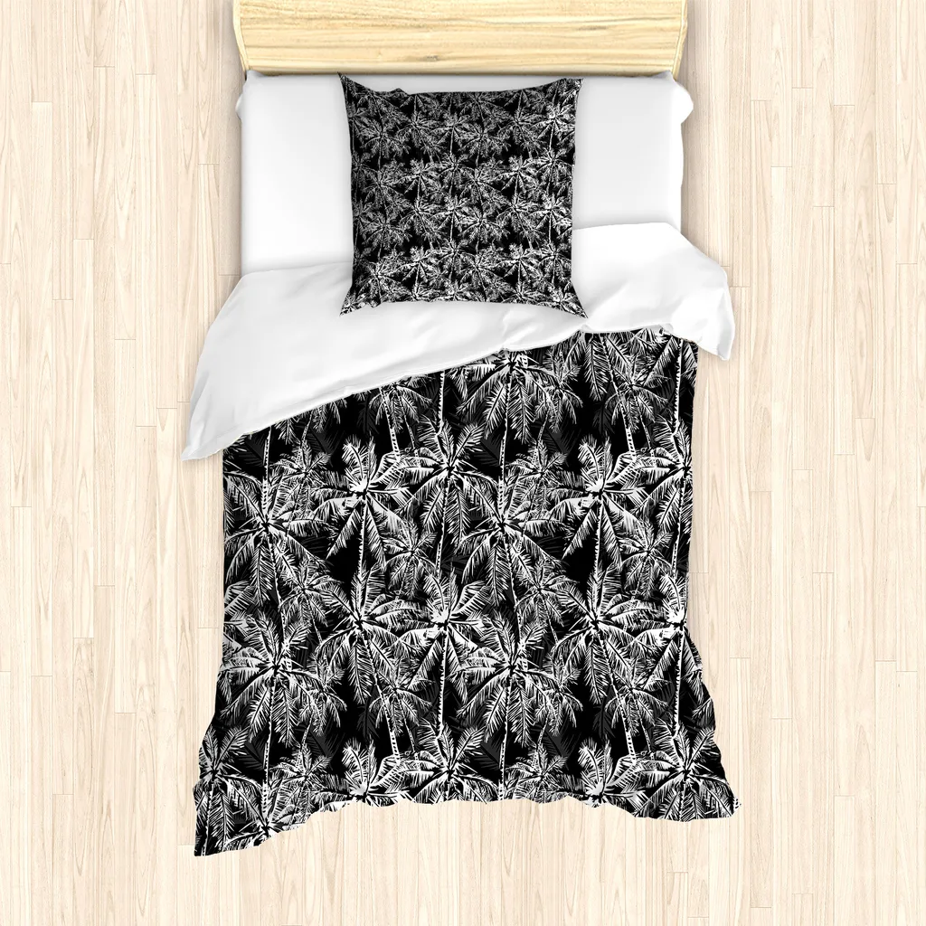 Set Letto Singolo ABAKUHAUS Vintage Palm Antiacaro Grigio Antracite